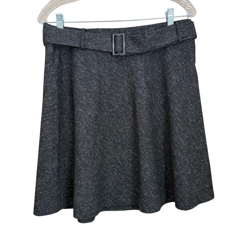 LOFT Skirt Womens 10 NWT Gray Tweed A Line Belted Lined